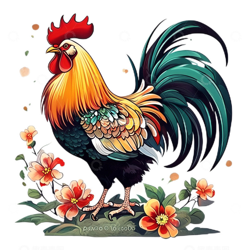 高清大图下载【趣麦麦图】鸡美式手绘卡通2