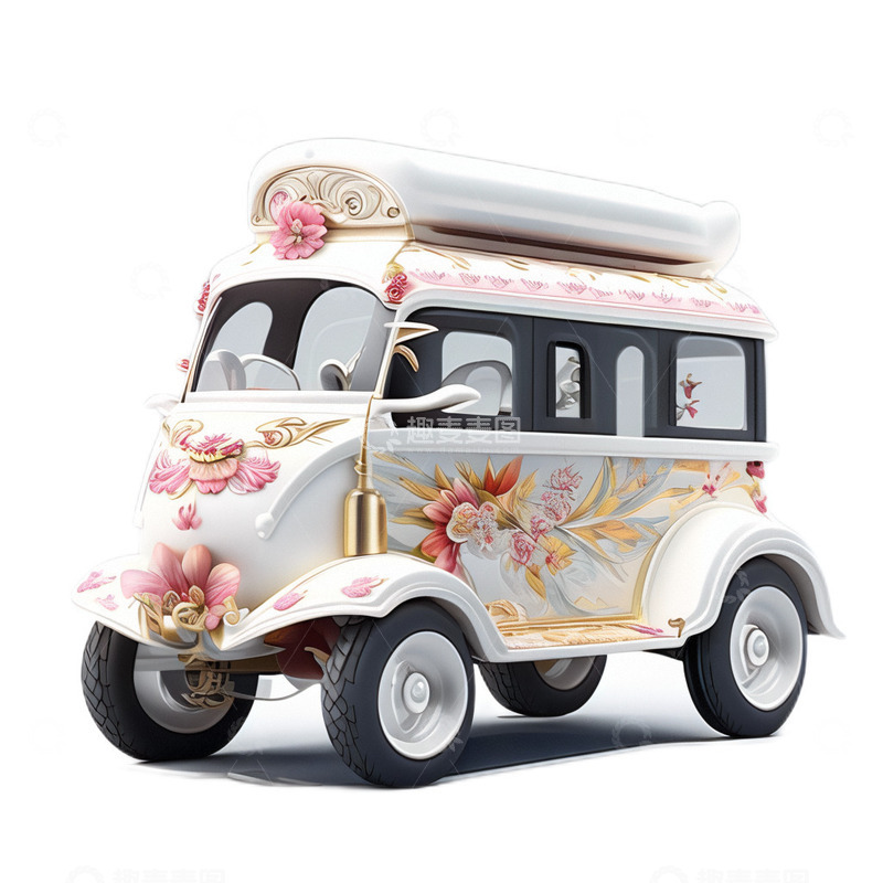 高清大图下载【趣麦麦图】-车华丽花朵立体