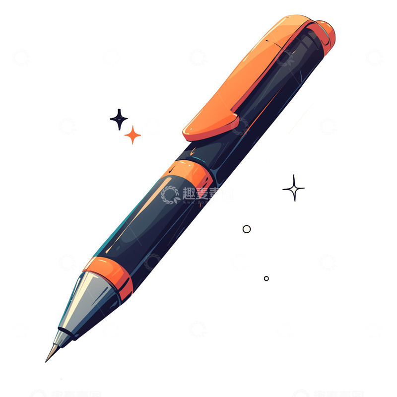 高清大图下载【趣麦麦图】黑色自动笔书写文具