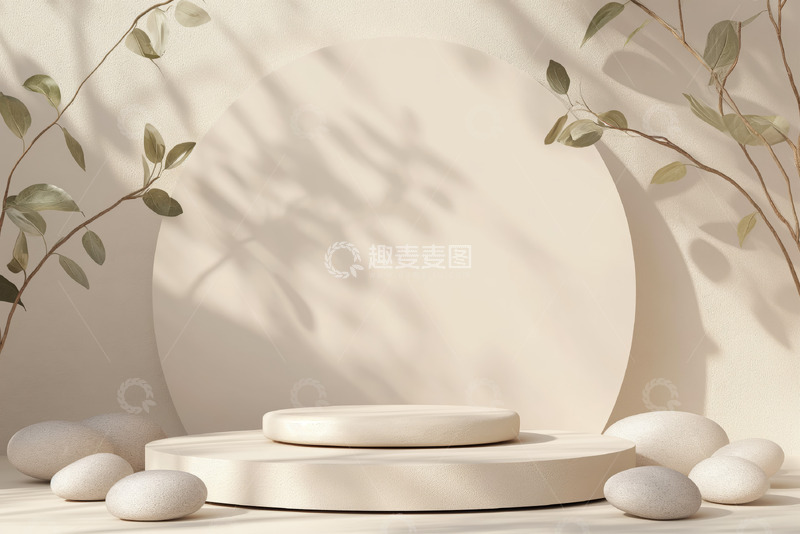 高清大图下载【趣麦麦图】清新简约展示台淘宝背景