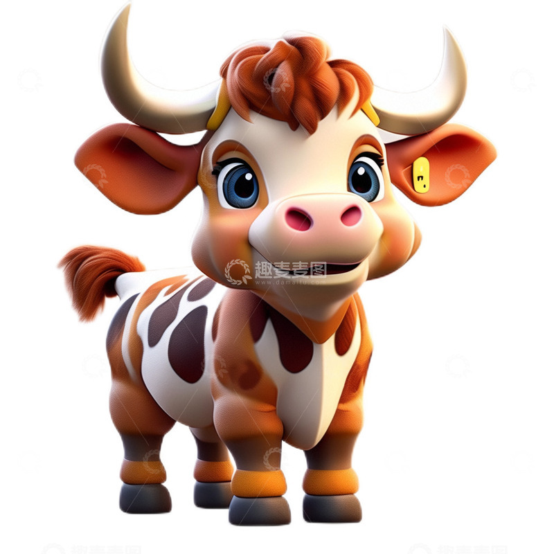 高清大图下载【趣麦麦图】牛卡通3D可爱2