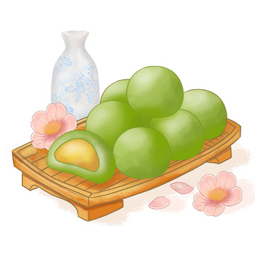 清明青团手绘素材