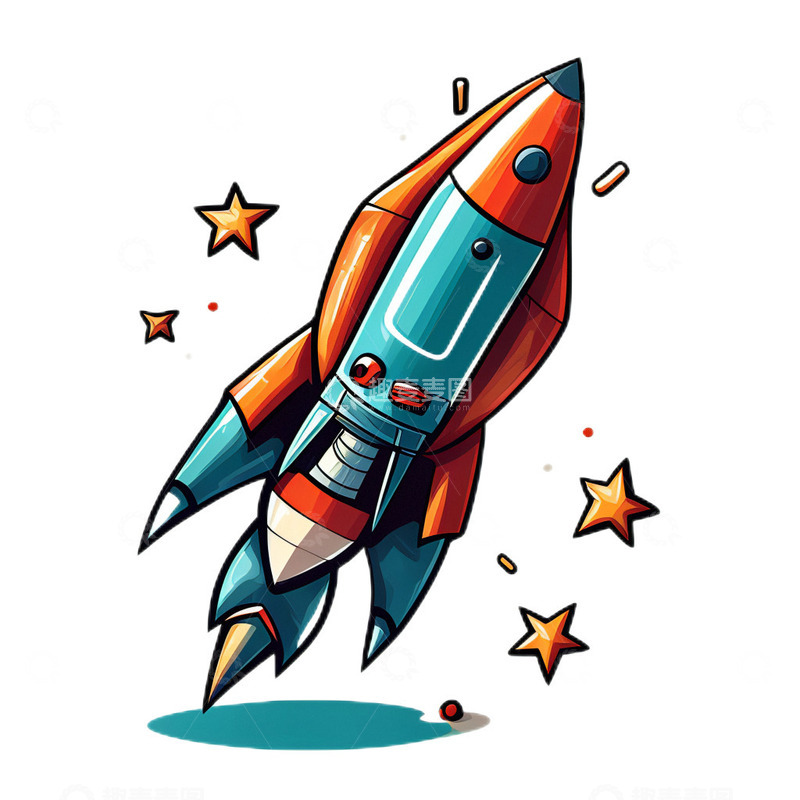 高清大图下载【趣麦麦图】火箭美式漫画手绘插画4