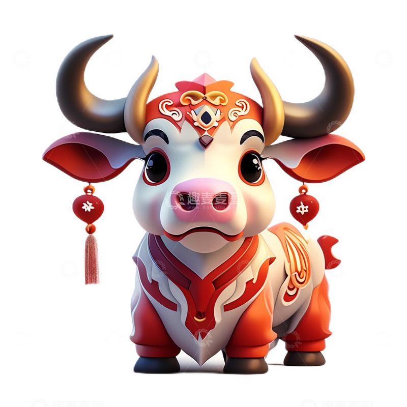 高清大图下载【趣麦麦图】牛吉祥物中国风喜庆3