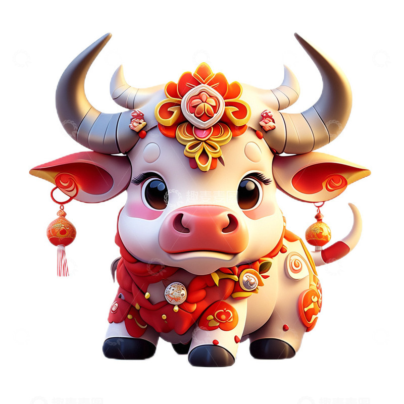 高清大图下载【趣麦麦图】牛吉祥物中国风喜庆