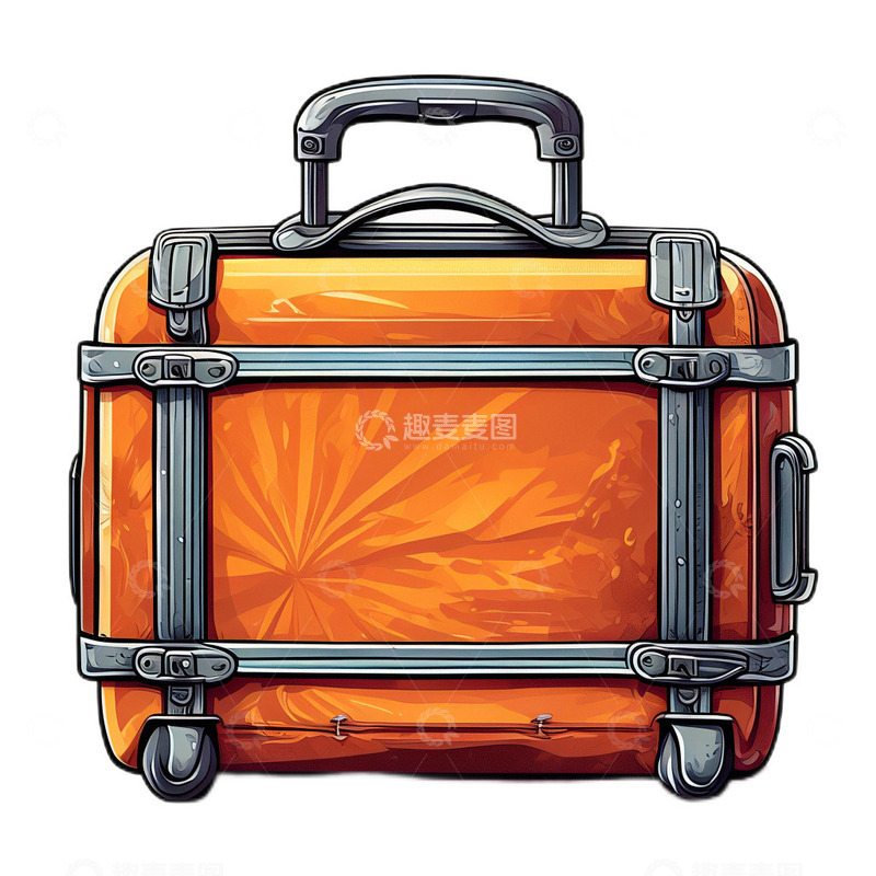 高清大图下载【趣麦麦图】行李箱美式漫画手绘插画3
