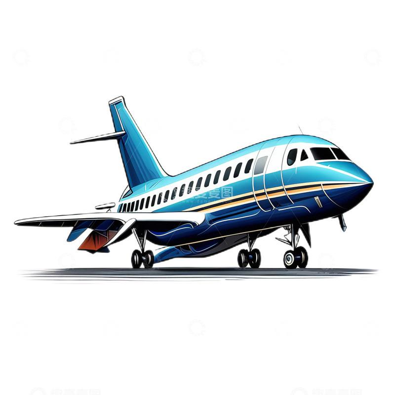 高清大图下载【趣麦麦图】飞机美式漫画手绘插画1