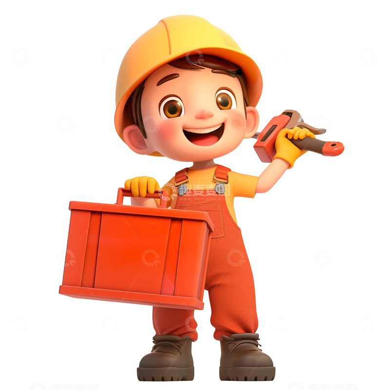 高清大图下载【趣麦麦图】-3D卡通工人
