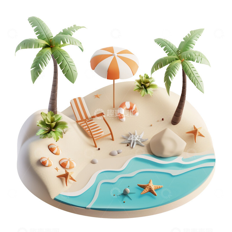高清大图下载【趣麦麦图】-沙滩模型3D