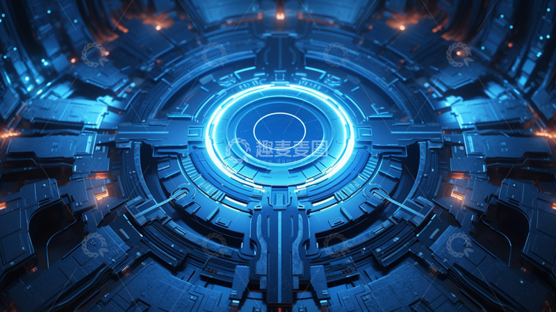 高清大图下载【趣麦麦图】蓝色科技科幻机械背景图