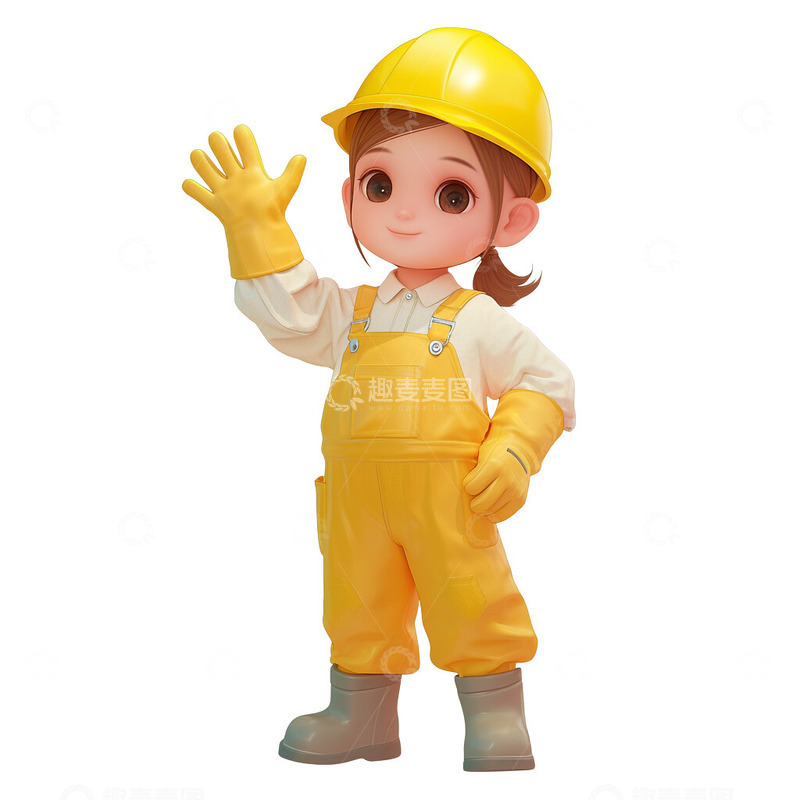 高清大图下载【趣麦麦图】-3D卡通女工人