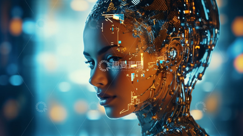 高清大图下载【趣麦麦图】科技女孩未来背景图