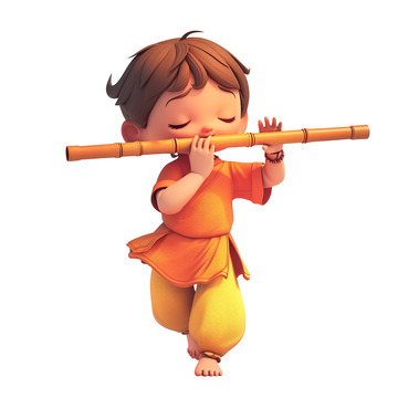 吹笛子的小孩