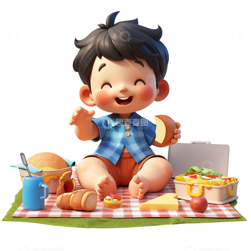 野外野餐的小孩子