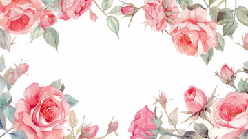 小清新玫瑰花框花边背景
