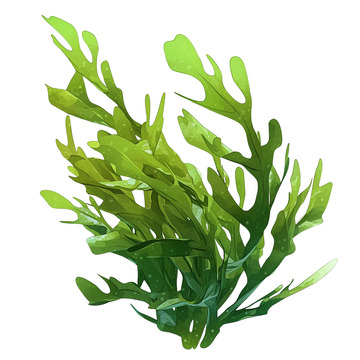 水彩风格海藻海草插画