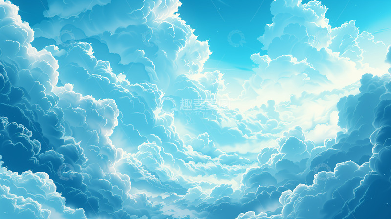 高清大图下载【趣麦麦图】云彩蓝天白云天空插画背景
