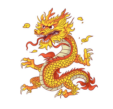 龙年金龙迎新春手绘插画元素