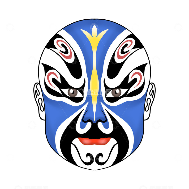 源文件下载【趣麦麦图】蓝色京剧脸谱铁世文薛仁贵传奇