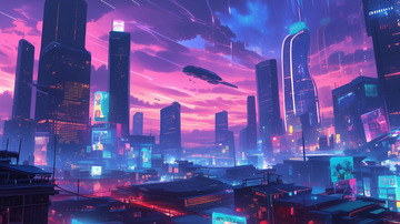 赛博朋克风城市背景