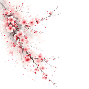 水粉冬日腊梅梅花素材