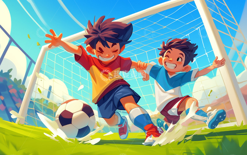 高清大图下载【趣麦麦图】-足球场男孩足球比赛背景