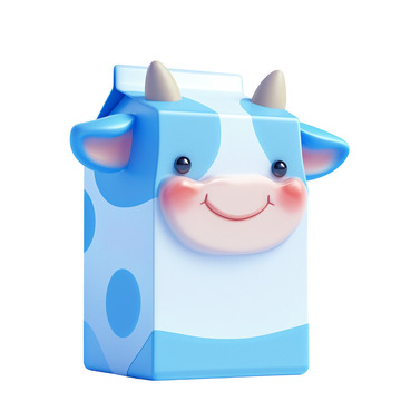 卡通牛奶盒牛奶牛乳饮品