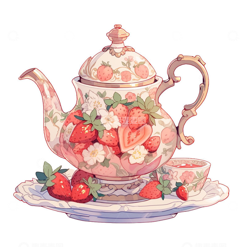 高清大图下载【趣麦麦图】茶杯茶壶西式下午茶茶具梦幻