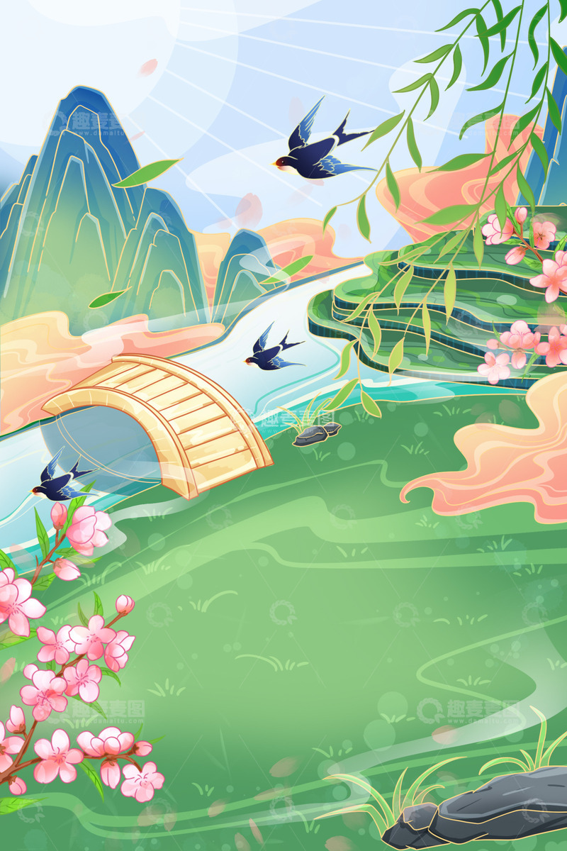 源文件下载【趣麦麦图】清明春天背景元素