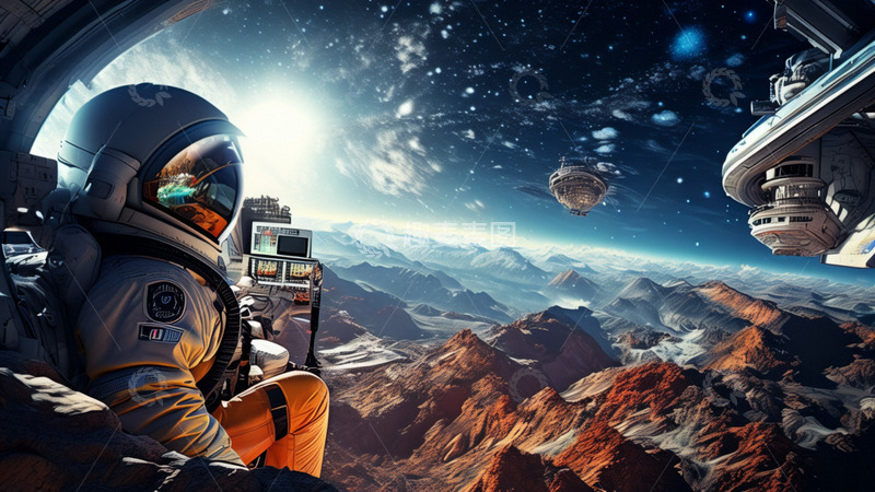 高清大图下载【趣麦麦图】白色摄影写实宇宙宇航员