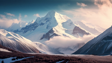 白雪皑皑摄影真实雪山