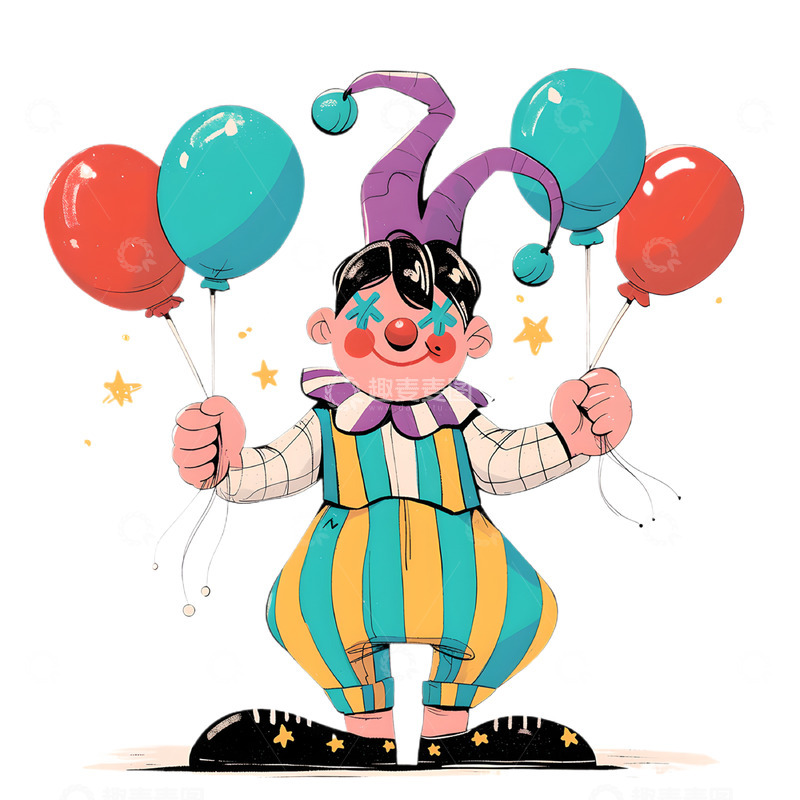 高清大图下载【趣麦麦图】愚人节小丑卡通形象素材