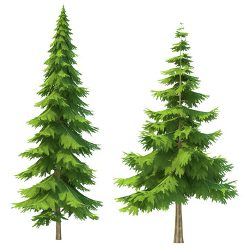 卡通的松柏树木