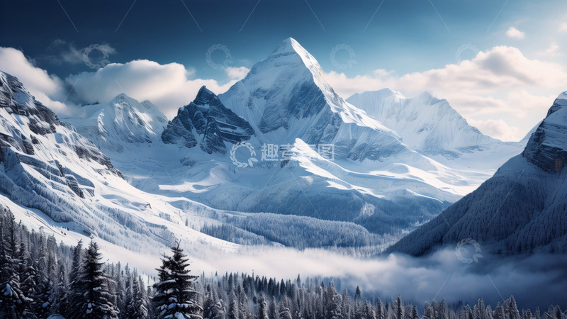 高清大图下载【趣麦麦图】摄影真实雪山白雪皑皑