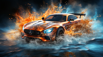 科技汽车水花火焰酷炫速度