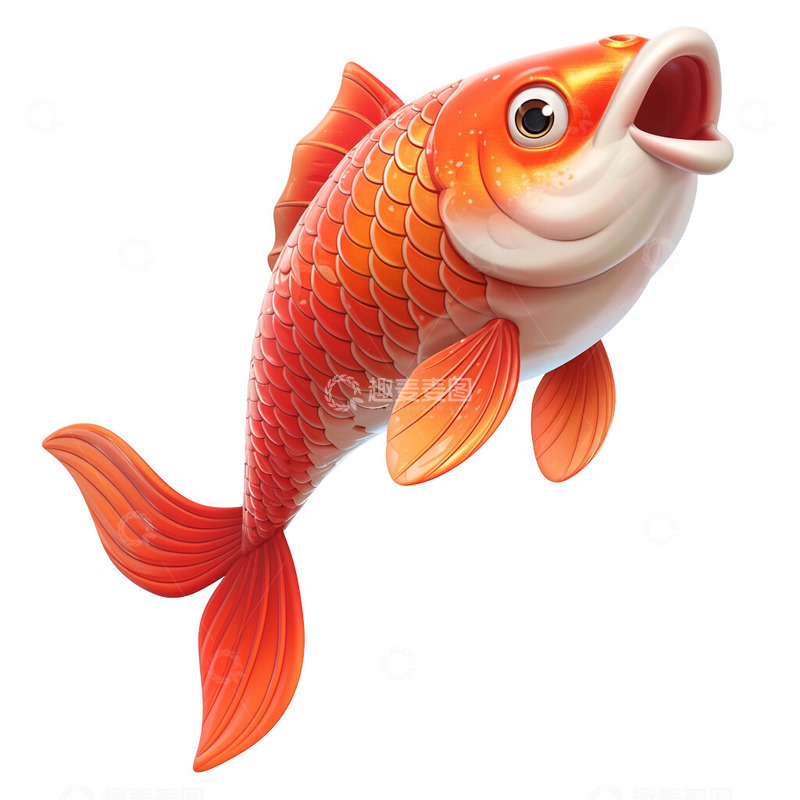 高清大图下载【趣麦麦图】红色的卡通鲤鱼