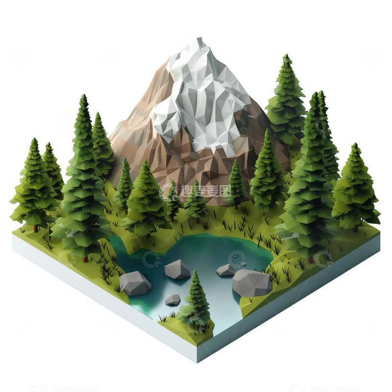 高清大图下载【趣麦麦图】3D立体山脉元素