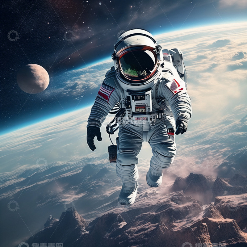 高清大图下载【趣麦麦图】白色宇宙宇航员摄影写实