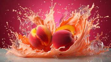 水蜜桃溅起水花