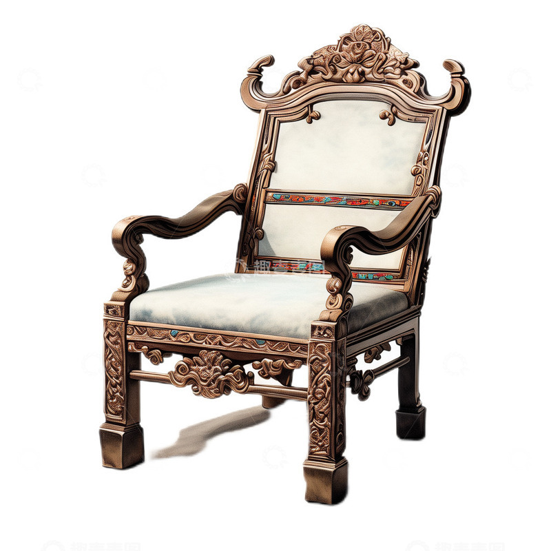 高清大图下载【趣麦麦图】3D立体中国风古风雕花椅子