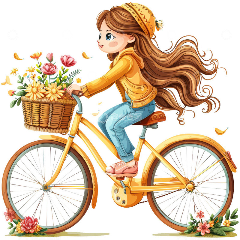 交通工具结合春游人物