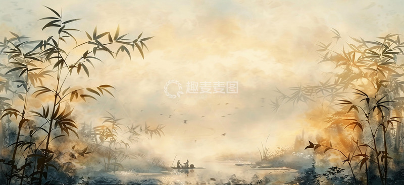 高清大图下载【趣麦麦图】古风山水画背景