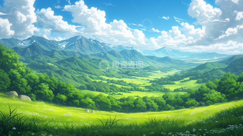 小清新新春春天手绘背景