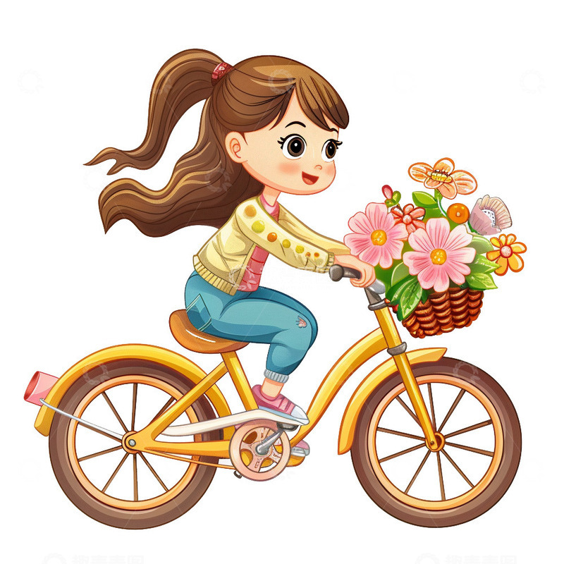 骑自行车的小女孩