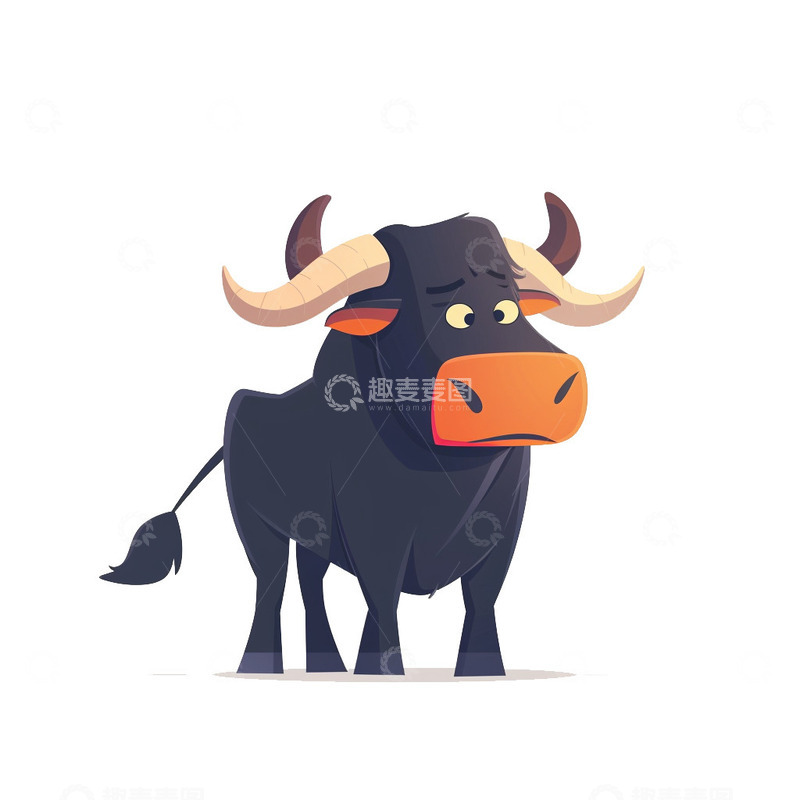高清大图下载【趣麦麦图】公牛卡通插画
