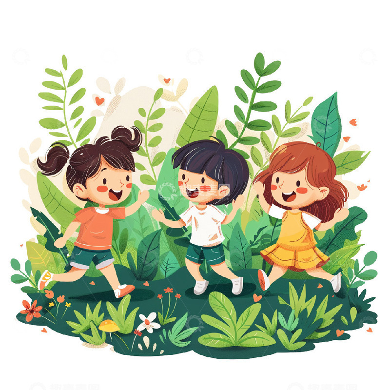 小孩郊游踏青场景