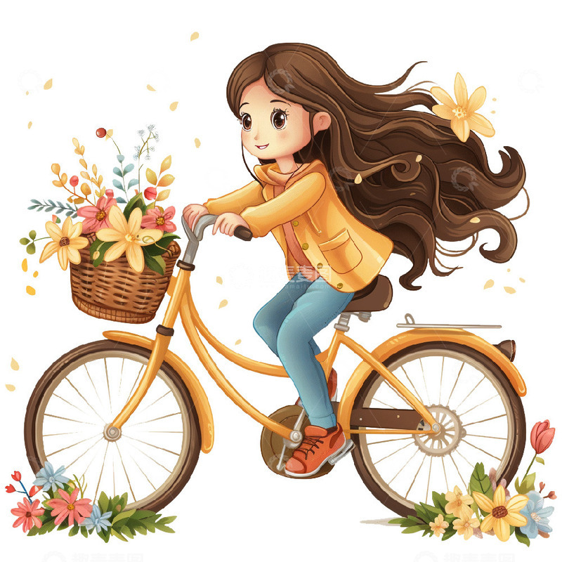 春天人物郊游自行车出游