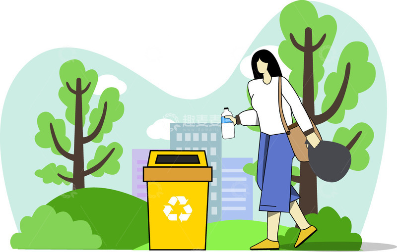 源文件下载【趣麦麦图】垃圾分类环保城市人物插画