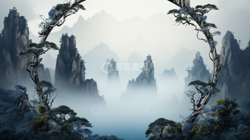 高清大图下载【趣麦麦图】电商背景中国风