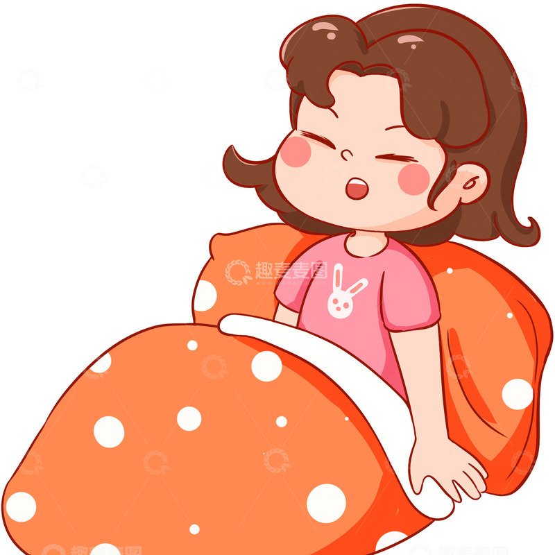 源文件下载【趣麦麦图】起床卡通女孩元素